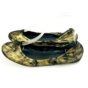 VERA WANG black / gold leather ballet flats shoes Size 8/5 M
